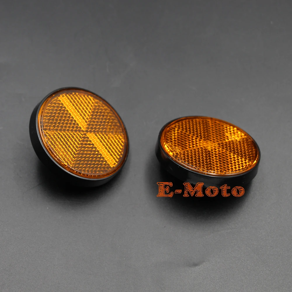 2Pcs Universal Orange Round Reflectors For Motorcycles ATV Dirt Bikes Scooter