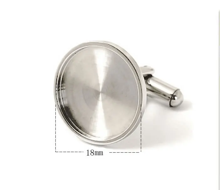 Stainless Steel Blank Setting Base Cufflinks Settings Cabochon Base  for 16/18/20mm Men Cufflinks DIY Jewelry findings ID25006