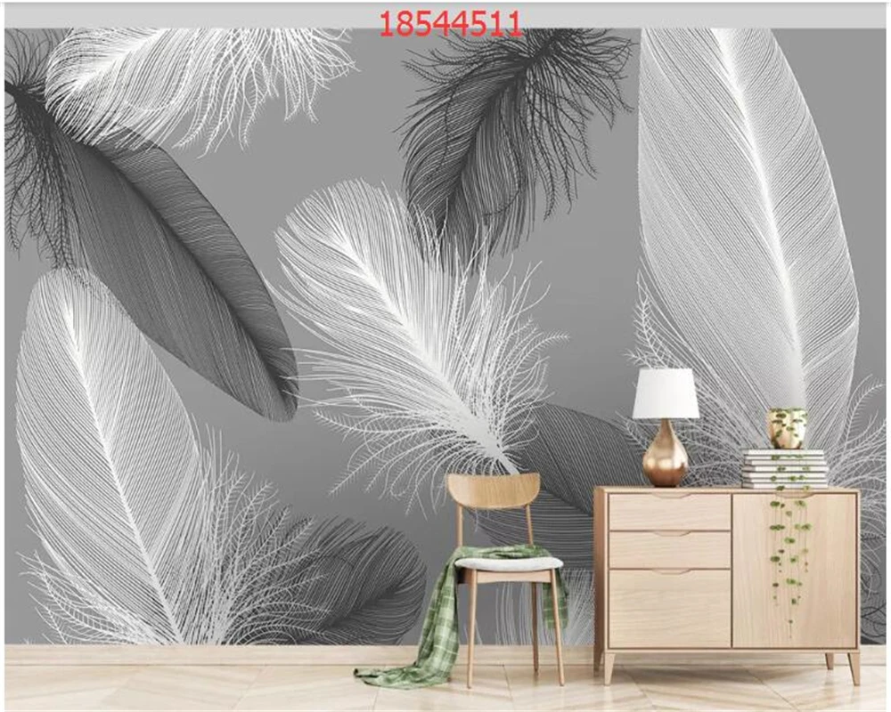 

Beibehang индивидуальные современные минималистичные ручная роспись цветные перья текстура искусство фон стены украшения дома обои behang