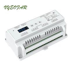 Nuovo Led DMX Decoder DC12V 24V Input;12 24 32 40 Channel Output RGB RGBW Strip terminale verde schermo LED guida Din DMX512 Slave