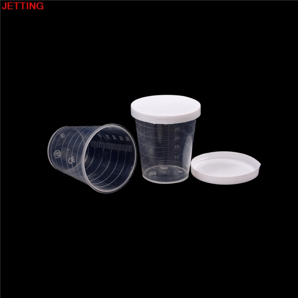 10 PCS 30ml Clear PP Liquid Measuring Cups Plastic Graduaeted Laboratory Test Cylinder White Lid  Indexing Clear Container Tub