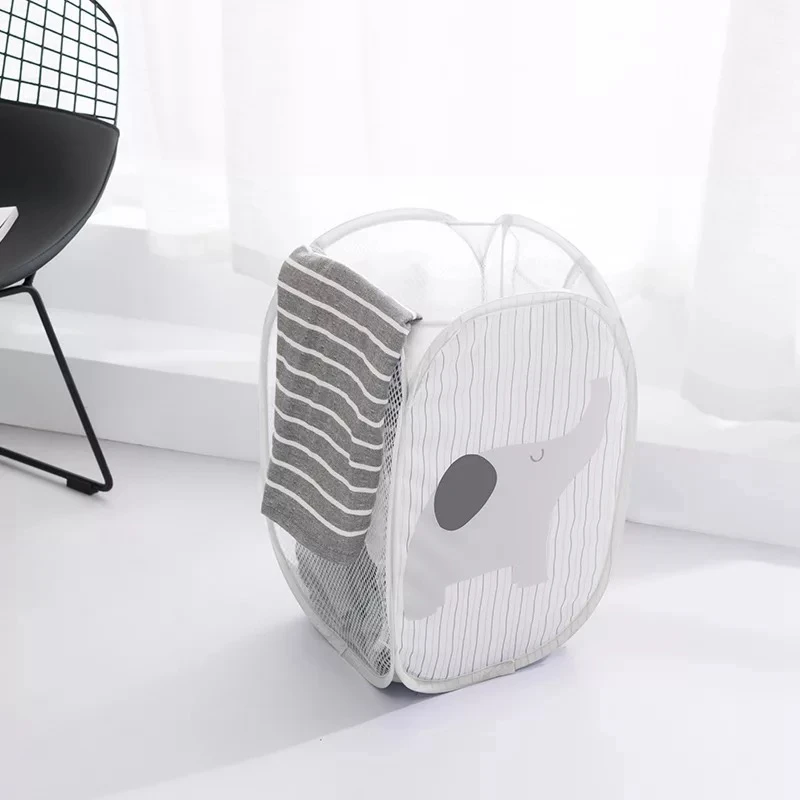 Foldable Dirty Laundry Basket Clothes Storage Baskets Collapsible Clothes Sorting Mesh Hamper Organizers Kids Toys Storage Box