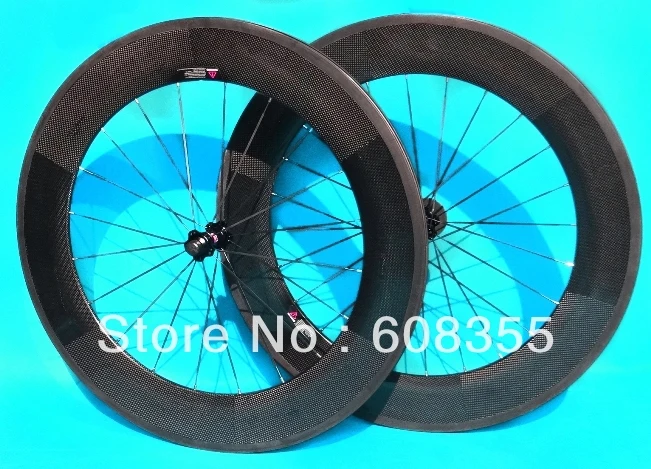 

Full Carbon 3K ( glossy ) Road Bike Clincher Wheelset 88mm - wheel rim , hub spoke