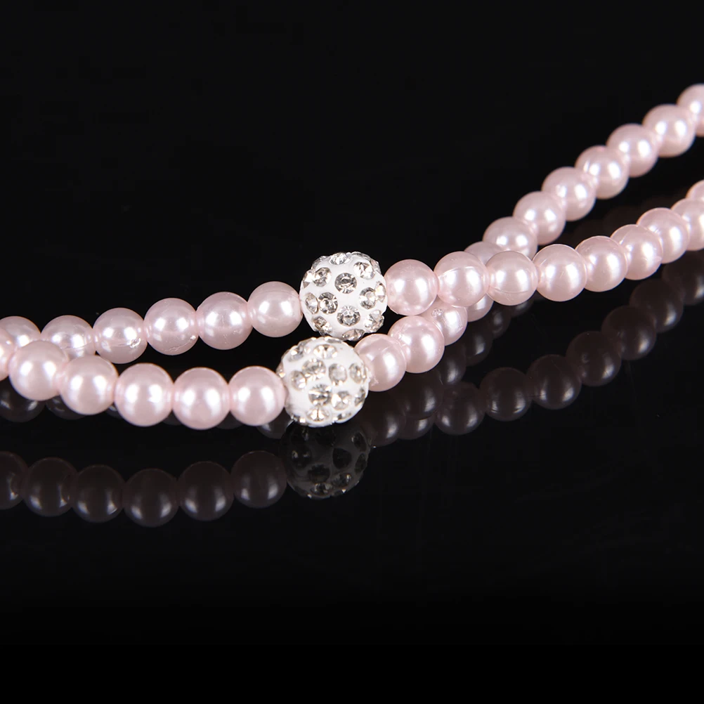 Vòng Cổ Ngọc Trai Tai Nghe In-Tai Hồng Ren Vòng Cổ Trang Sức Hạt Tai Nghe Nhét Tai Có Mic Cho Samsung Xiaomi Brithday Bé Gái Quà Tặng