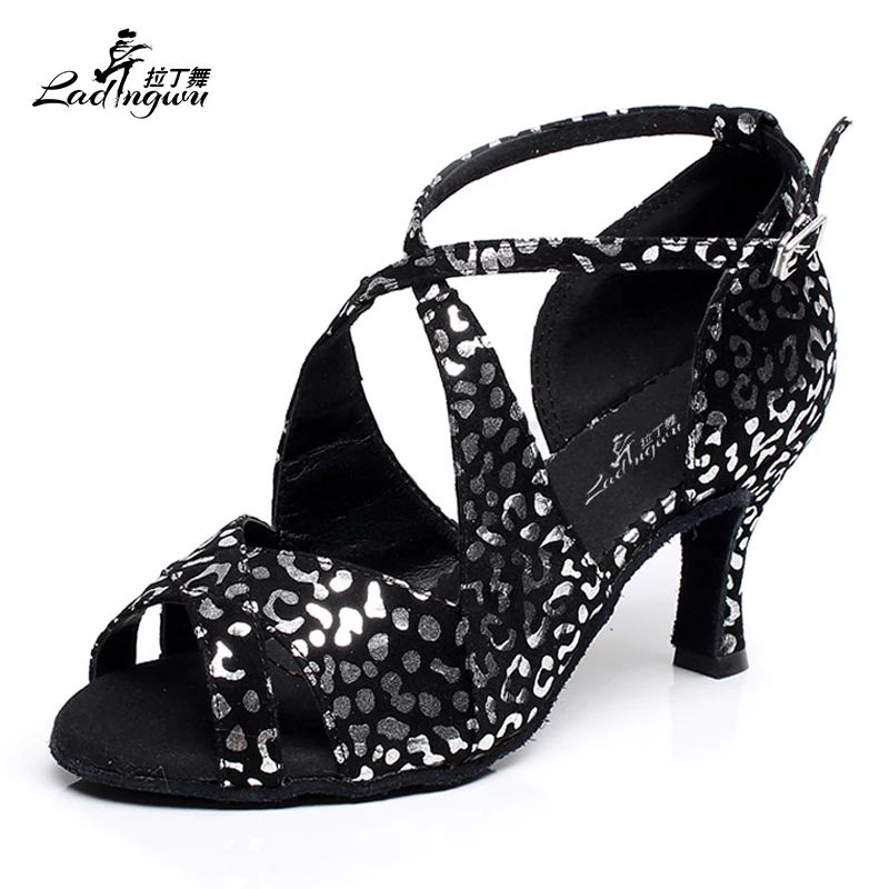 Comfortable Flannel Latin Dance Shoes Women's Ballroom Party  Shoes White/Black black shoes for women Heel 6cm/7.5cm 8.5cm/10cm