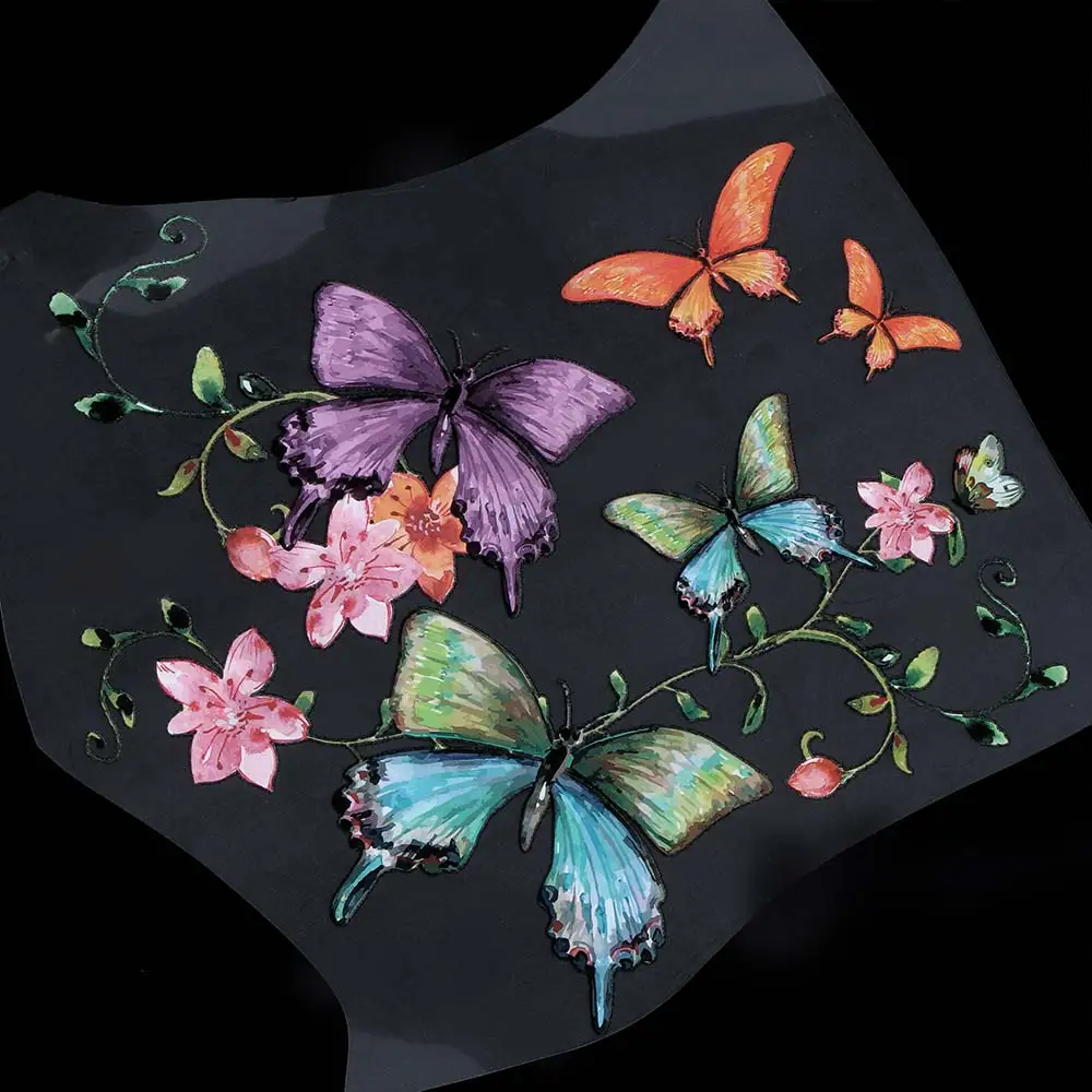 22*19.8 centimetri Fiore Farfalla Patch di Ferro Su Appliques Abiti T-Shirt Lavabile Trasferimento di Calore Adesivi Vestiti di Patch FAI DA TE