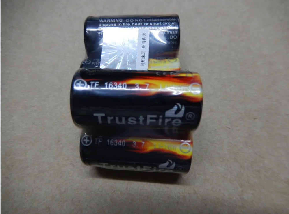 (200pcs/lot freight free)16340 trustfire 880mAh 3.7V li-ion battery cell