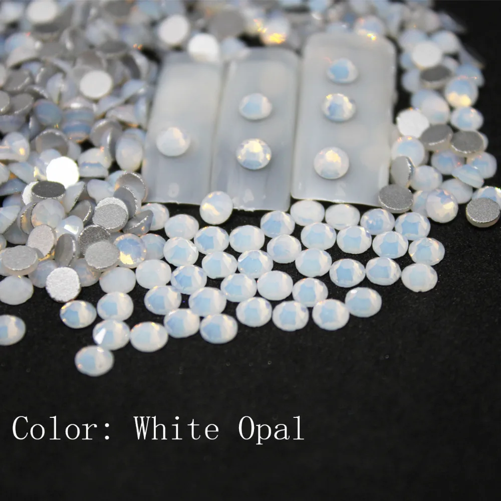 

SS3-SS34 White Opal Rhinestones Back Flat Round Nail Art Decorations And Stones Non Hotfix Rhinestones Crystals for DIY Glass