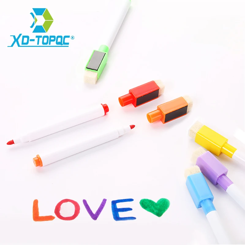 XinDi WhiteBoard Marker Pen 8 Colors Ink Brush Head With Magnets Dry Whiteboard Pens Easy Erasable Markers Free Shipping WP01