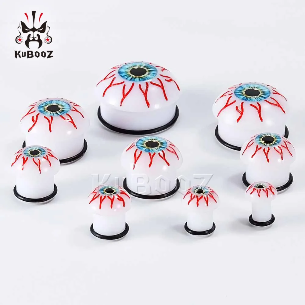 KUBOOZ Ear Gauges Earrings Evil Eyes Plugs Tunnels Stretcher Saddle Flesh Tunnels Expander Fashion Body Piercing Jewelry Gift