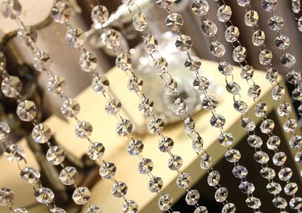 ( 10 Meters ) 33FT /lot (340g) 14mm Clear Acrylic Crystal Beaded Garlands Chandelier Hanging For Wedding Party Decoration