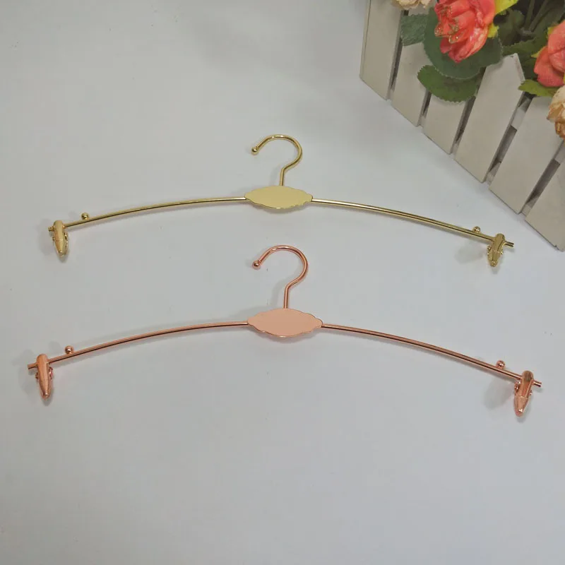 Metal Bra Clothes Hanger Round Hook Underwear Lingerie Drying Rack With Clothespins 28cm Rose Gold ZA5906