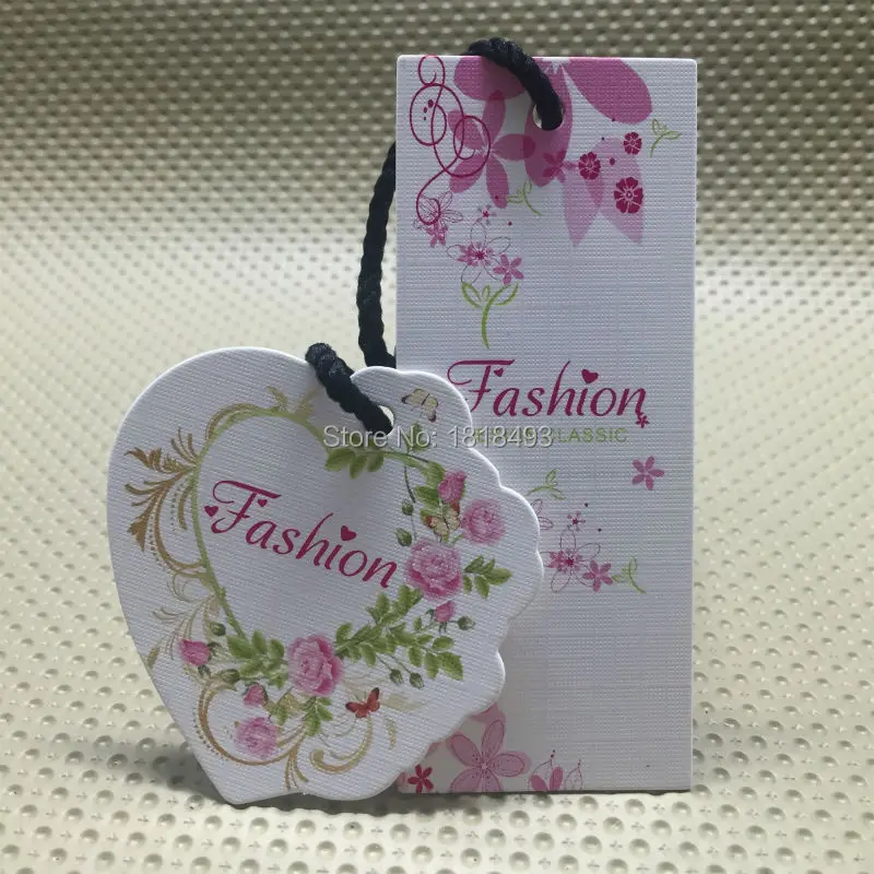 custom heart shape cutting tags/paper hang tag/garment shirt dress tags /clothing printed tag 1000 pcs