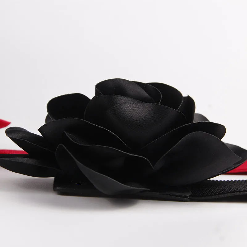 Ladies Flowers Wide Belt Dress Tight Elastic Spring And Summer Waistband New Fashion Imitation Leather Black Red Party Wide Belt