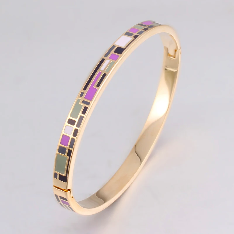 Enamel Gold-color Stainless Steel Bangle Opened for Women Jewelry Bracelet Top Quality Factory Price