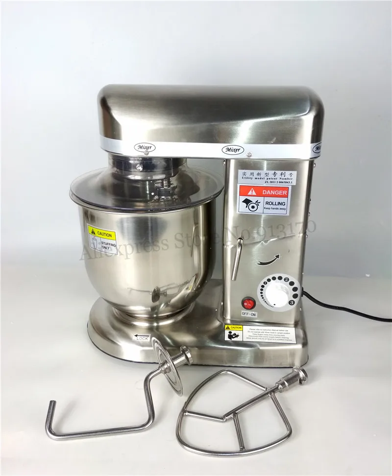 Stand Food Mixer Commercial Egg Beater Dough Kneading Mixer Stainless Steel 220V-240V 500W 7L