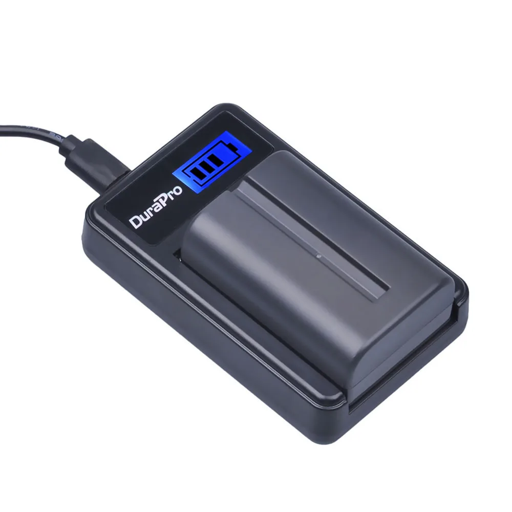 DuraPro 1pc NP-FM500H Camera battery with LCD USB charger for Sony A200 A200K A200W A300 A350 A450 camera battery