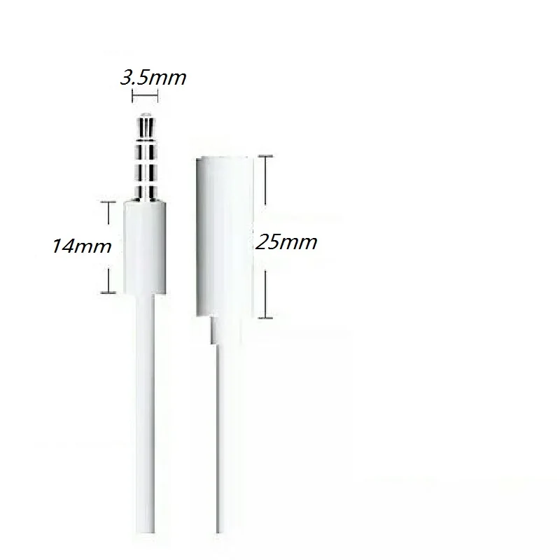 New White color 3.5 mm 4-pole Audio Stereo Headphone Male to Female Extension Cable 100cm Gold Connector