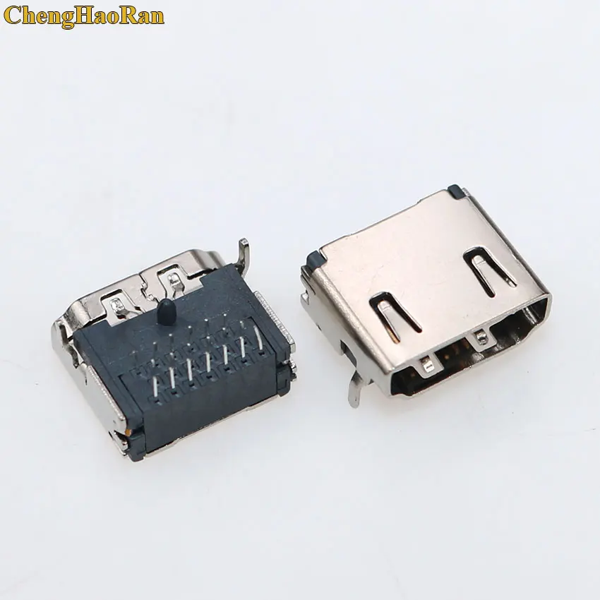 ChengHaoRan HDMI 19 PIN female interface connector 3 rows 19pin（7PIN 6PIN 6PIN）90 degree HDMI socket repair replacement