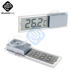 Mini LCD Digital Display Auto Car Thermometer With Suction Cup AG10 Button Cell Battery Temperature Measuring Range -20 -110