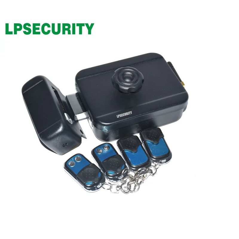 battery power 4 remote controls wireless outdoor gate door castle electric drop bolt lock (no battery included)