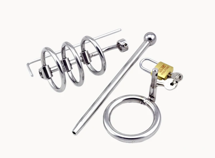 Latest Latest Male Stainless Steel Simple Cock Penis Cage Ring With Catheter Chastity Belt Art Device BDSM Sex Toys A061