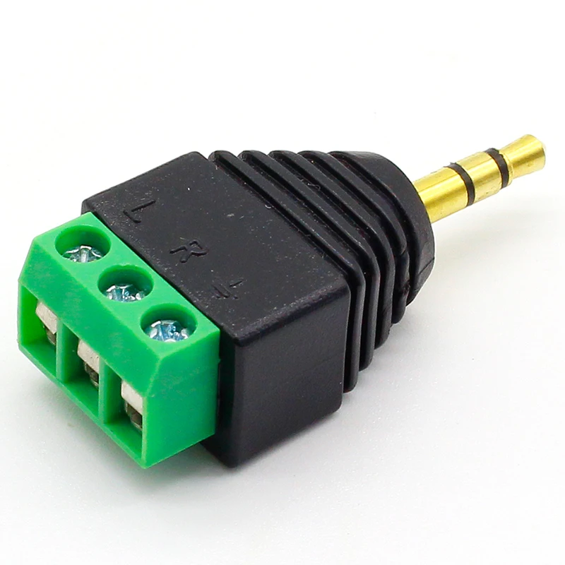 3pcs 3.5mm 3ploe 1/8 Inch Stereo Male Plug to AV Screw Video Balun Terminal Jack 3.5 mm Male 3 pin Terminal Block Plug Connector view 2