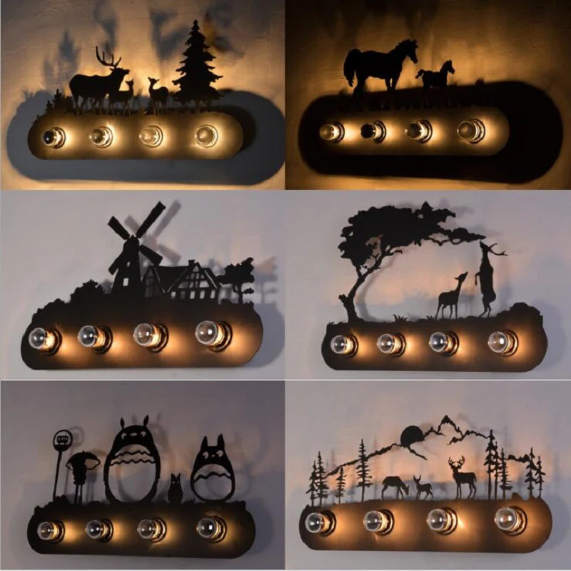 

Animal Style Vintage American Country Restaurant Fashion Creative Industrial Horse Wall Lamp E27 Lighting For Bar Bedroom Study