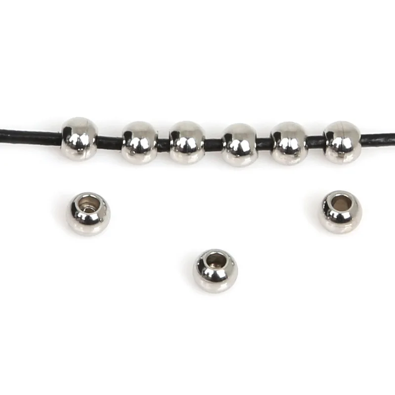 New Coming 5-50pcs/lot Hole Size 1-6.5mm Stainless Steel Loose Spacer Beads for Bracelet Necklace Jewelry Making