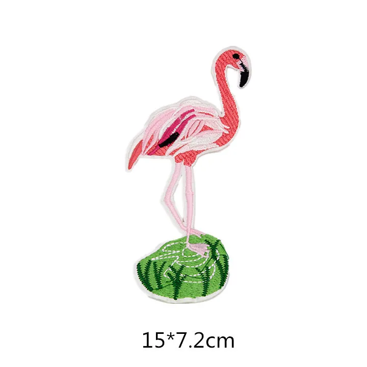 1pcs Flamingo Birds Embroidered Patches Large Size for Clothes Ironing Sew Appliques for Jackets Bag Shoes Sticker Badges cp1591