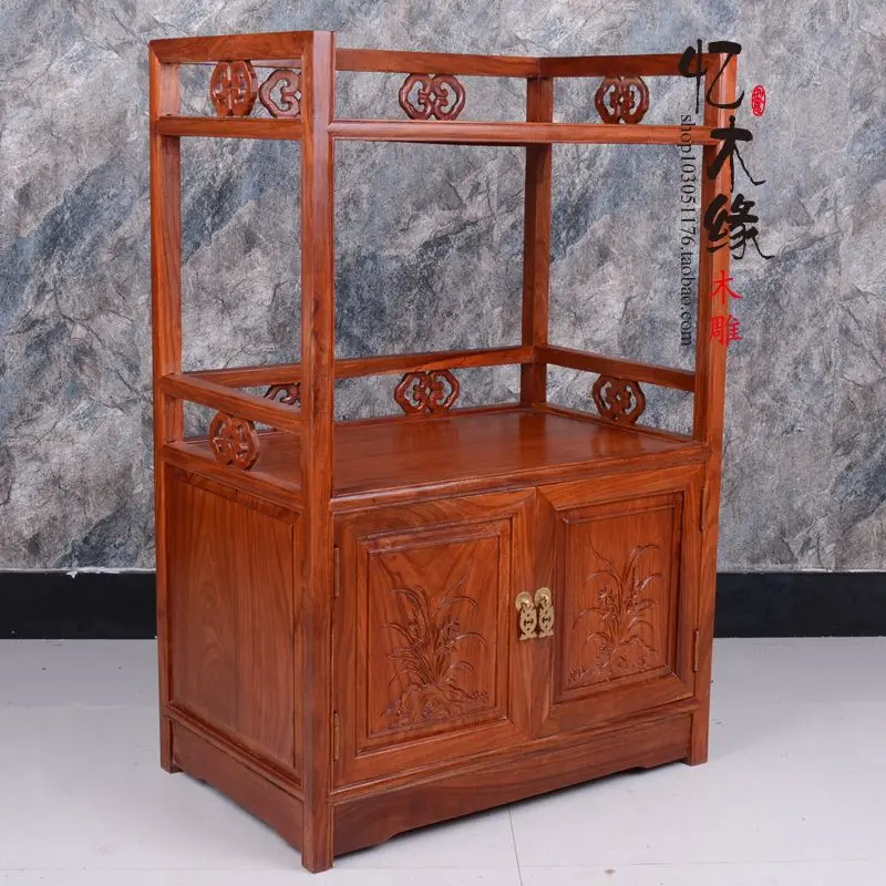 Mahogany tea cabinet, microwave oven cabinet, rosewood dining counter, small tea table, Chinese solid wood furniture, tea cabine