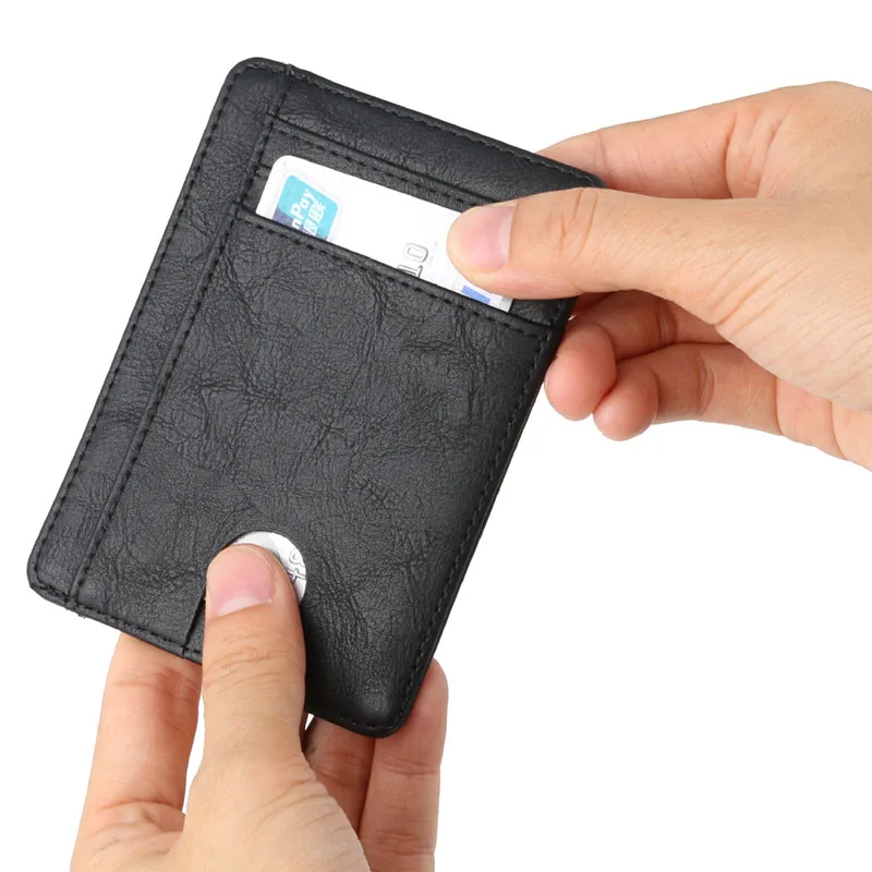New Arrival RFID Blocking Slim Men\'s Leather Credit Card Holder Women Business Mini Bank Card Case Wallet For Man Small Purse