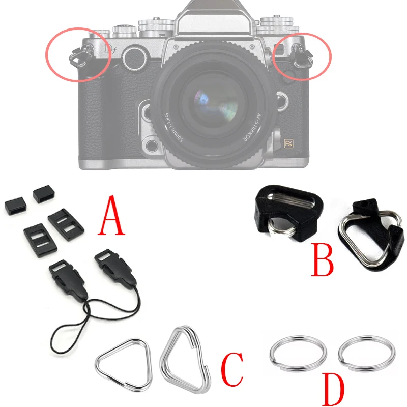 1pair Camera Rings Hook Replacement Alloy Split Ring Triangle  for Canon Nikon Camera Shoulder Strap lanyard