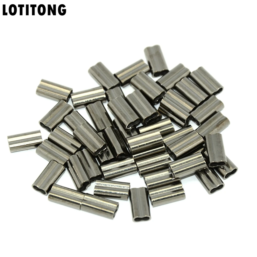 LOTITONG 100pcs Barrel Crimping Sleeves copper double tube sea fishing wire sleeve fishing line tube inside Diameter 1.4mm-2.2mm