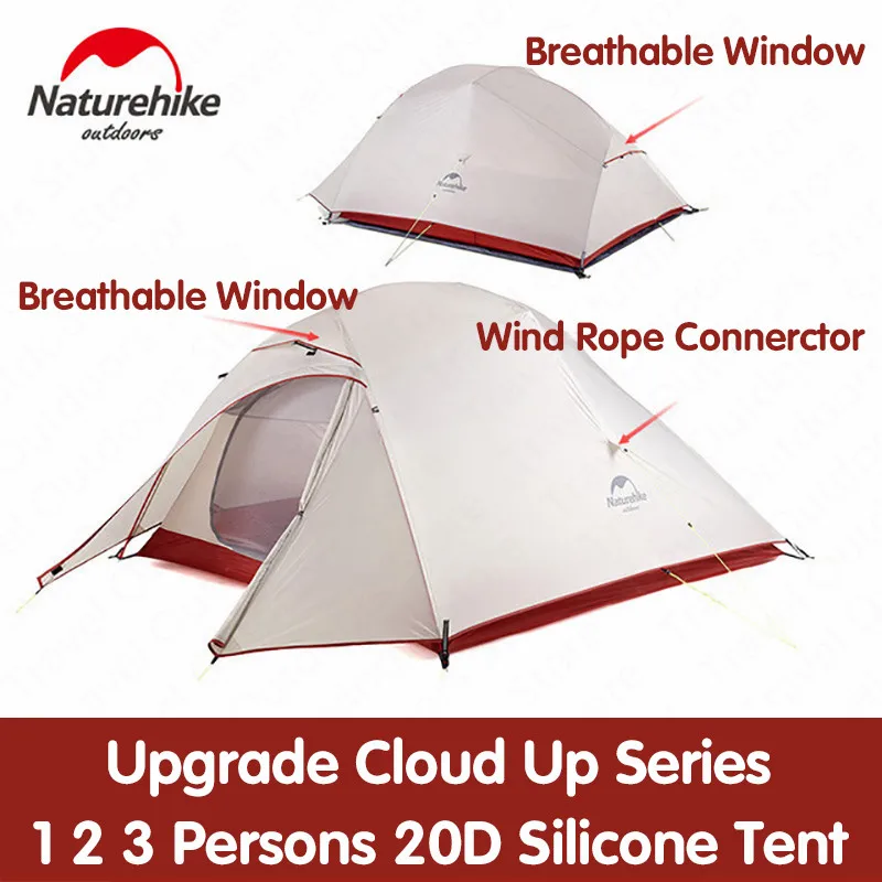 

Naturehike CloudUp 1/2/3 Persons Tent 20D Silicone Double Layer Ultralight Camping Mountain Climbing Hiking Water Proof Tent