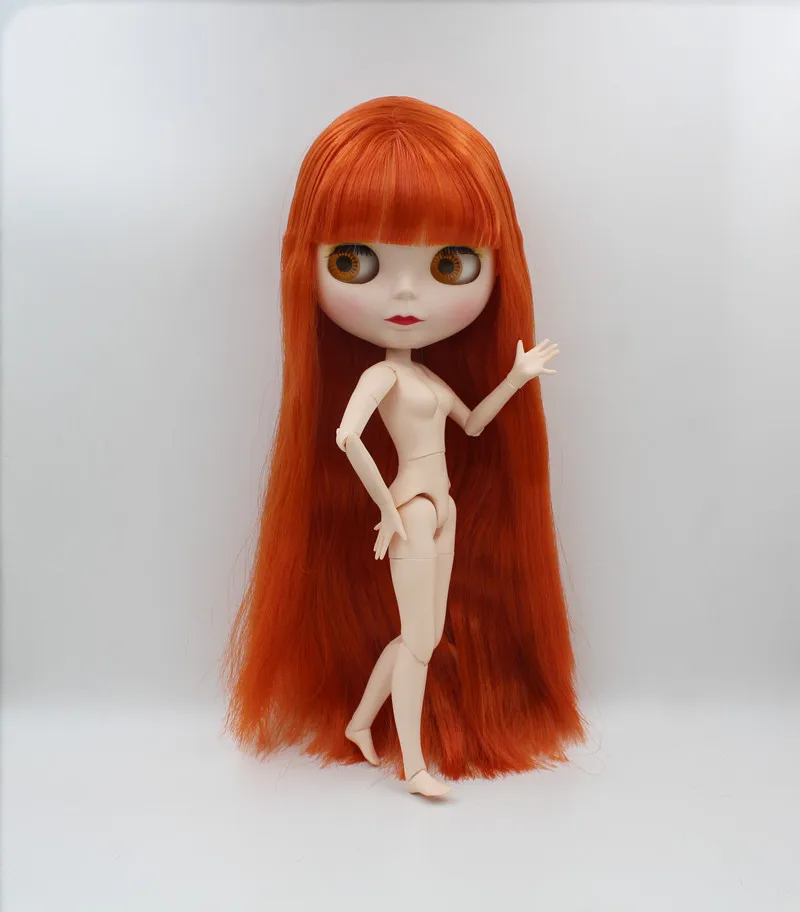 

Blygirl,Blyth doll,Orange bangs straight hair, 1/6 nude doll, 19 joints, new face shell doll, can be used for her makeup