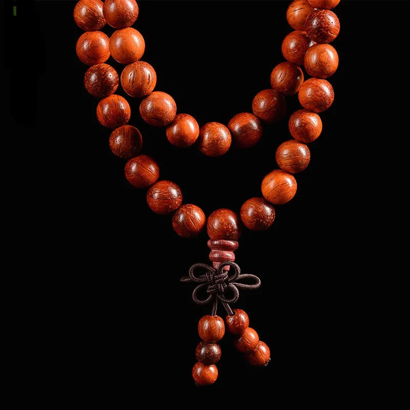 108 *0.8cm 0.6cm Rosewood Prayer Beads Tibetan Buddhist Mala Buddha Bracelet Rosary Wooden Bangle Men Women Yoga Jewelry