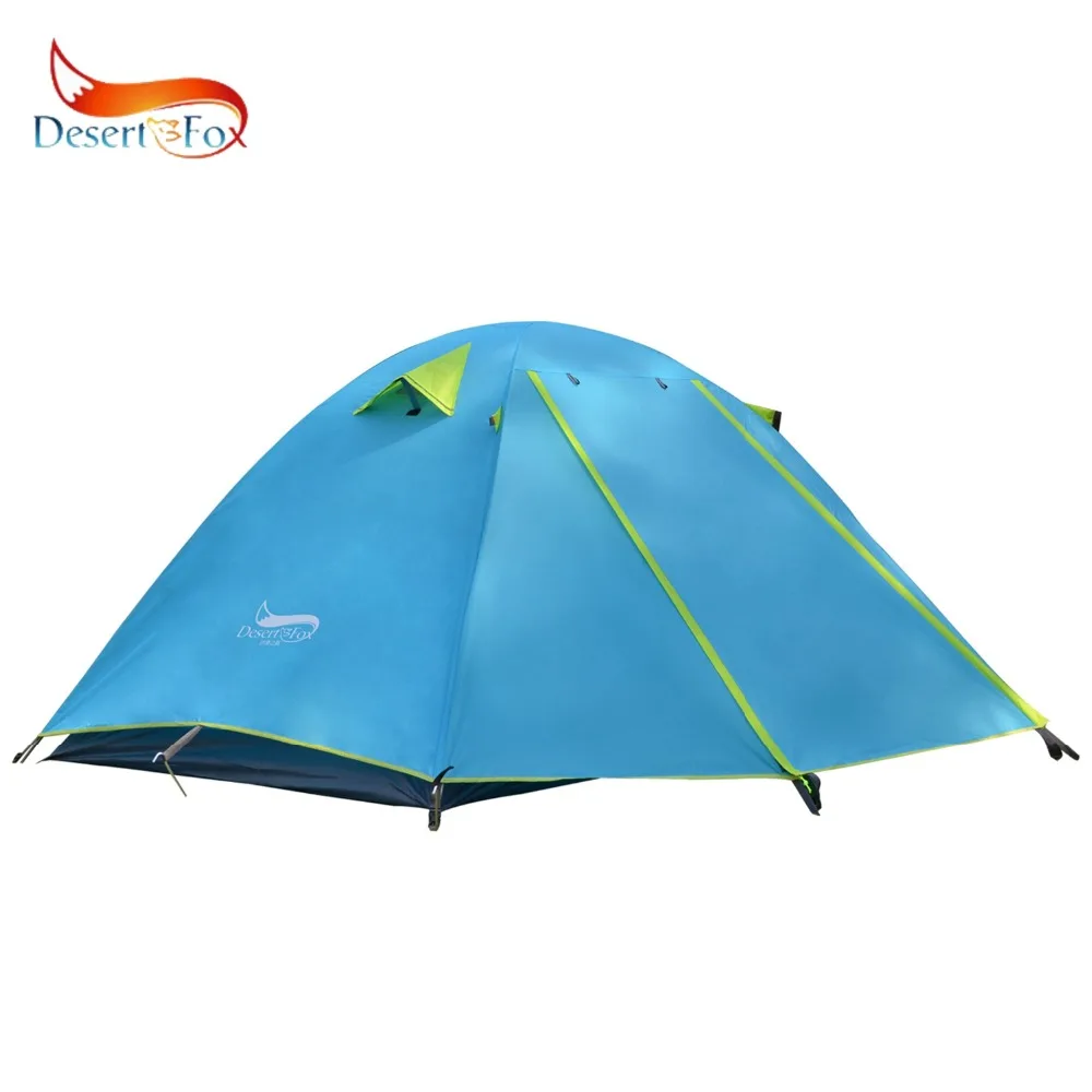 Desert&Fox 2-3 People Camping Tent, Aluminum Poles Outdoor Travel Double Layer Waterproof Windproof Lightweight Backpacking Tent