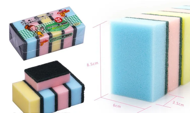 8.5 cm * 6 cm Wholesale Sponge Dish Washing Wash Cleaning Towel Cloth Rags Scouring Pad 3 packs/Lot Kitchen Clean Products
