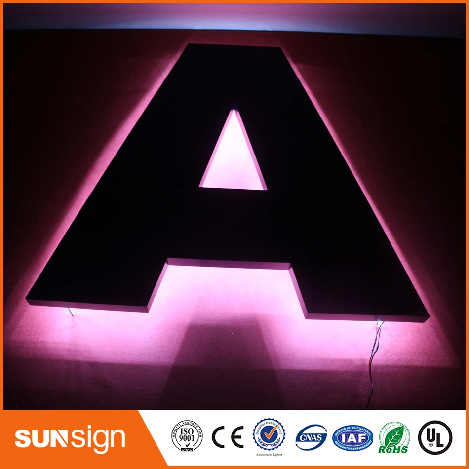 Letrero de letras de acero inoxidable retroiluminado LED personalizado