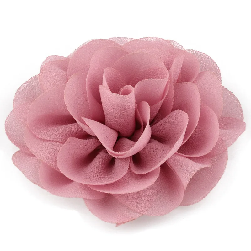 Pinces à cheveux en mousseline de soie pour nouveau-né, pétales de fleurs de pavot, tissu Rose roulé, fleurs pour enfants, accessoires pour cheveux de filles, 8.5cm