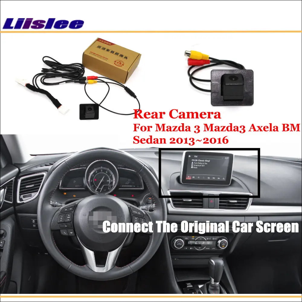 For Mazda 3 Axela BM Sedan 2013-2016 Car Rear View Camera Parking Adatper RCA HD CCD CAM OEM Display Image Upgrade Kit