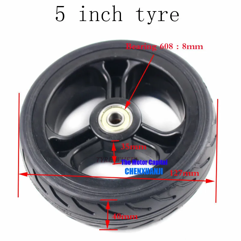 mobility Scooter wheelchair 5 inch wheels tyre Solid Tire and alloy wheel hub Fits Gas  Electric Vehicle