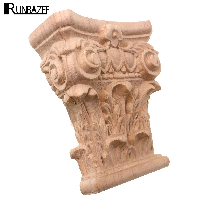 RUNBAZEF European Style Decoration Beam Toro Maas Head Unpainted Wood Carved Onlay Applique Frame For Decorative Figurines