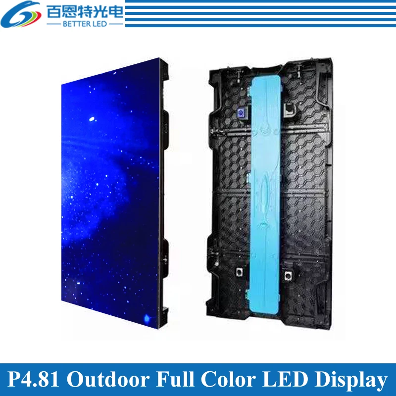 

4pcs/lot P4.81 Outdoor 1/13 scan 500*1000mm 104*208 pixels Die-cast Aluminum Cabinet Rental Full color video LED display screen