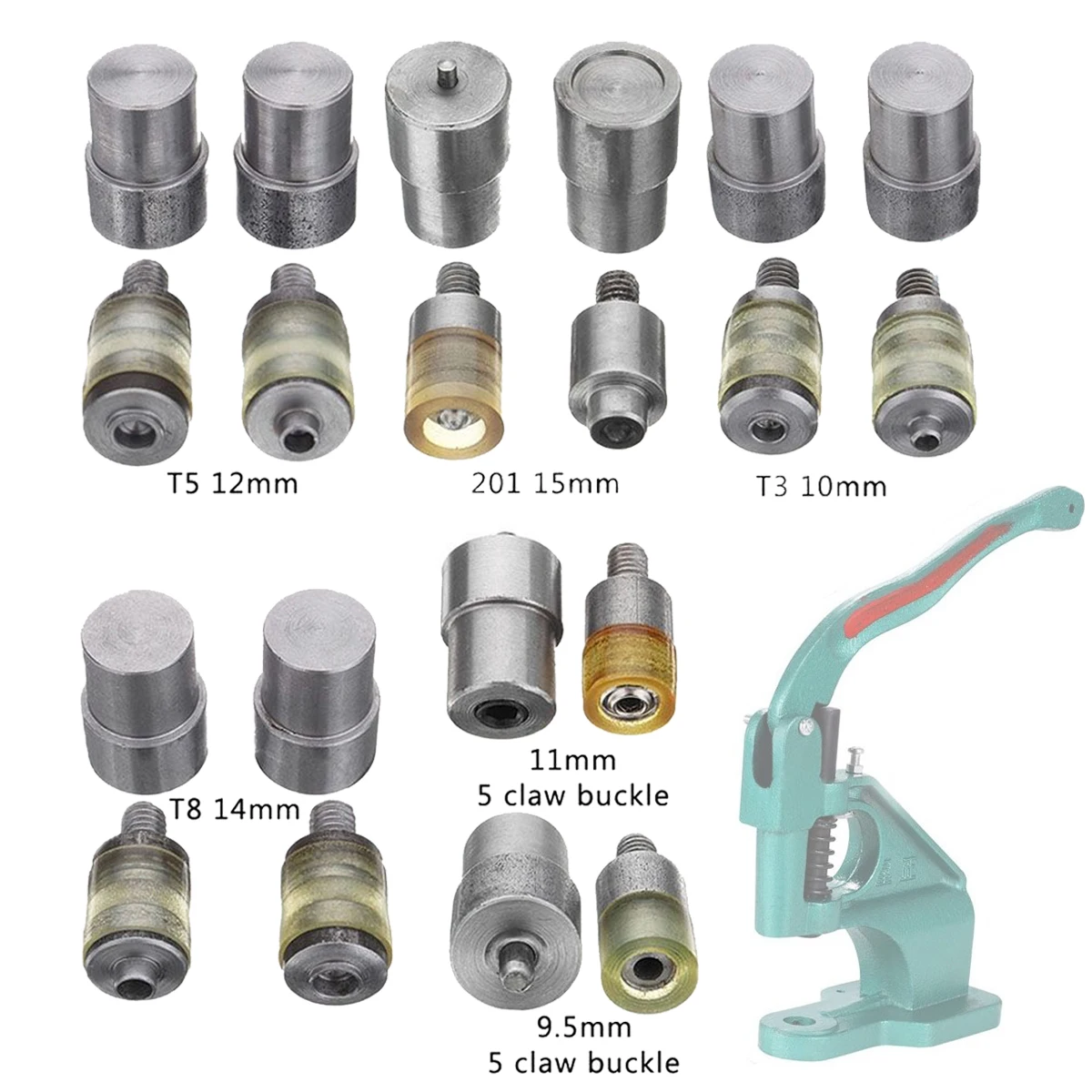 9.5-15mm Manual Claw snaps die Metal buckle installation Rivets. Metal snaps.Press machine moulds Dies Button installation tool