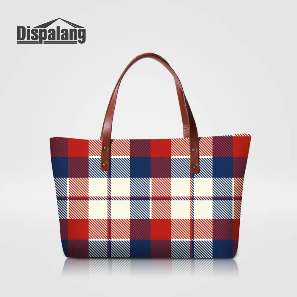 

Dispalang Woman Shoulder Bag Plaid Striped Print Womens Handbag Vintage Messenger Bag Ladies Large Shopping Bags Women Bag