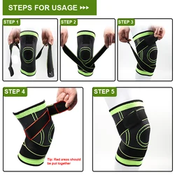 5XL basketball tennis hiking cycling knee brace support 3D weaving Pressurized Straps bandage Sports knee pads Patella Guard 1pc