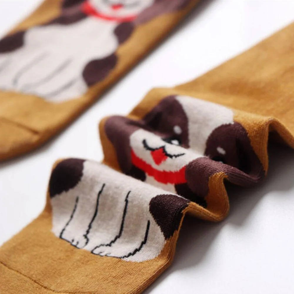 Women Socks 2019 Fashion Cartoon Kawaii Tide Shiba Bull Terrier Beagle Dog Animal Socks Creative Funny Lovely Happy Cotton Socks