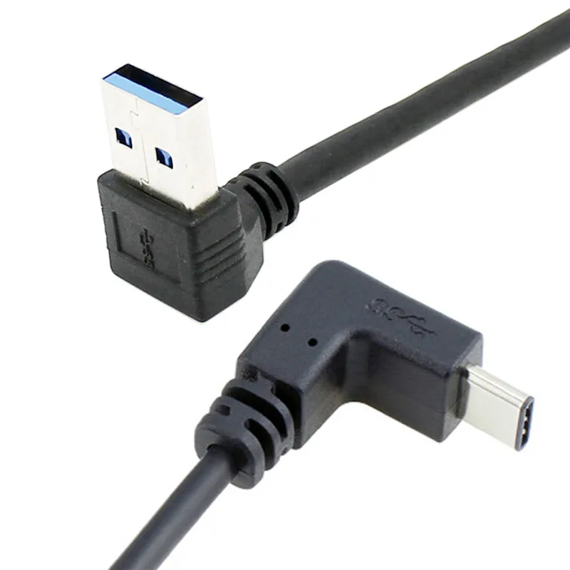 90 Degree UP & Down angled USB3.1 Type-c male to USB3.0 Male 90 degree angled cable 1m for mobile phone tablet